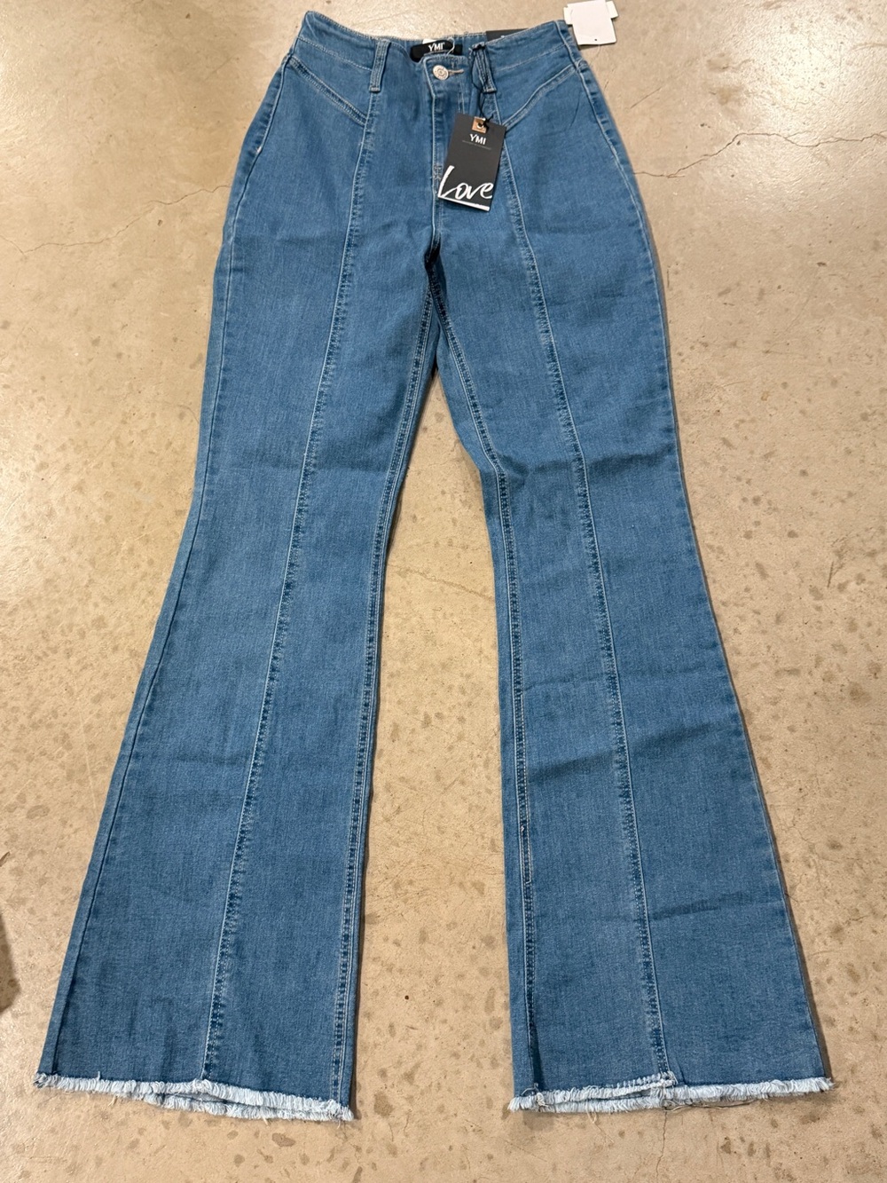 YMI Women's Blue High-Rise Flare Jeans